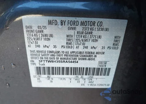 2025 Ford Maverick Xlt from USA, damaged, VIN 3FTTW8H35SRA54454